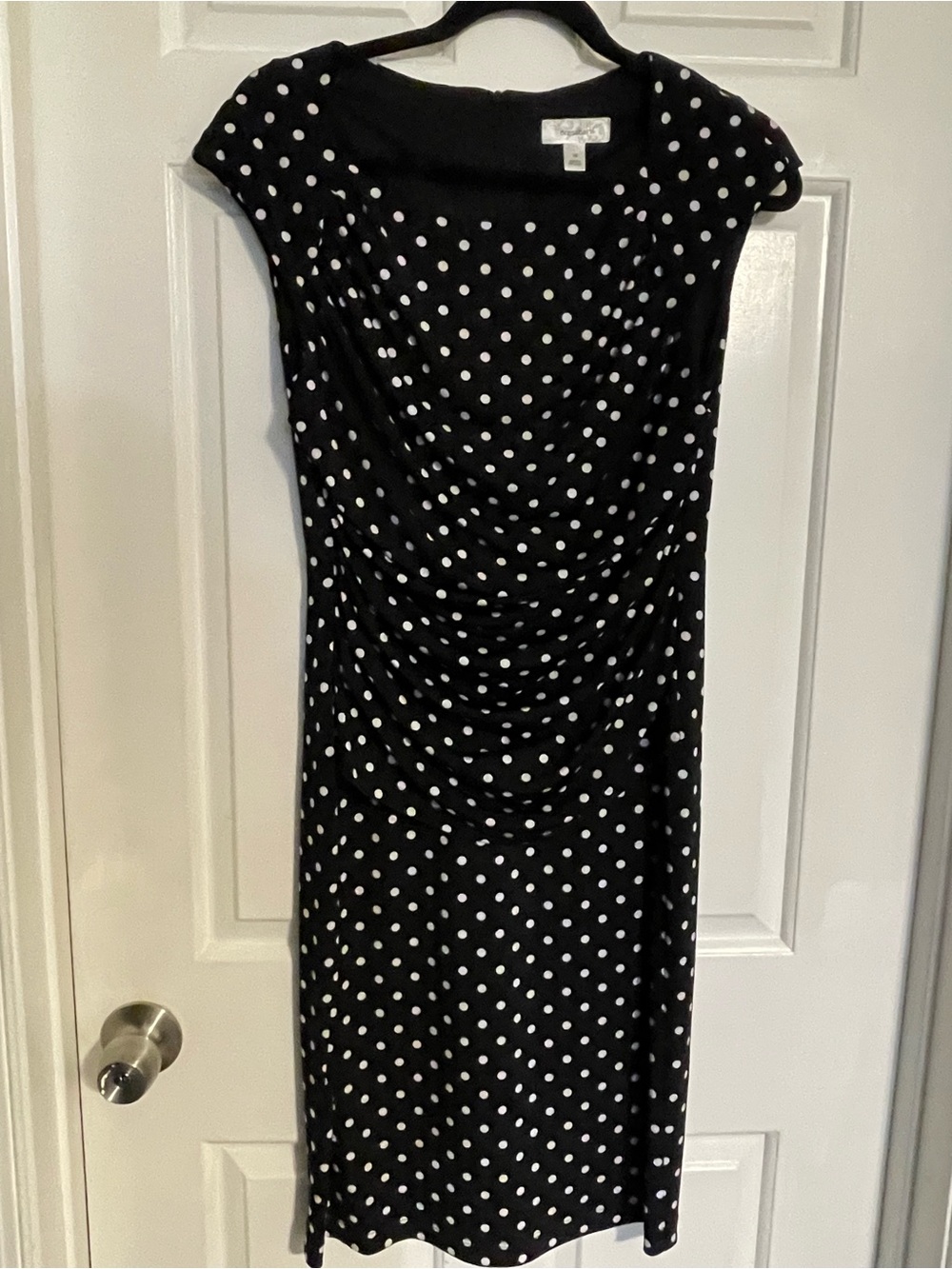 dressbarn Black Midi Dress with White Polka Dots